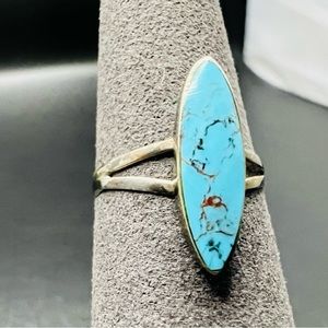 Vintage Taxco Red Vein Turquoise Sterling Silver Ring Size 5 Marked Mexico TD-15